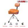 5 Core Drum Throne with Backrest Brown Thick Padded Saddle Drum Seat Comfortable Motorcycle Style Drum Chair Stool Height Adjustable Double Braced Tri