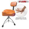 5 Core Drum Throne with Backrest Brown Thick Padded Saddle Drum Seat Comfortable Motorcycle Style Drum Chair Stool Height Adjustable Double Braced Tri