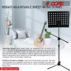 5 Core Music Stand 2-IN-1 Professional Portable Sheet Music Stand with Detachable Microphone Stand
